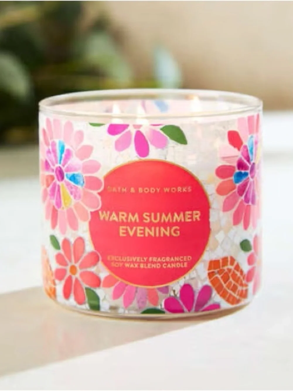 Bath & Body Works Floral Mosaic 3-Wick Candle - Pink & Coral